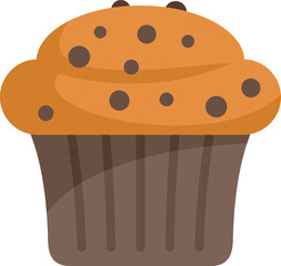 Freshly baked muffin with chocolate chips is perfect for breakfast or a snack