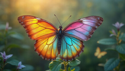 Rainbow color Beautiful butterfly in nature