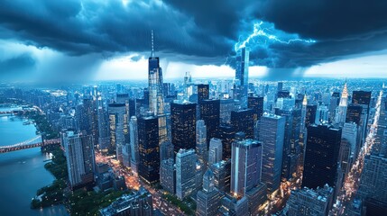 Fototapeta premium Financial Crisis Concept with Dark Clouds and Lightning
