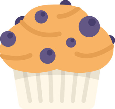 Delicious blueberry muffin with pieces of fresh berries isolated on white background