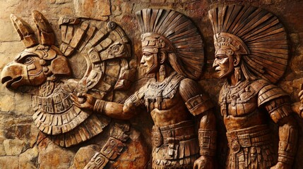 a photo of ancient carving from aztec