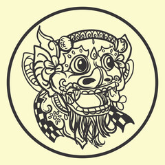 mask of barong balinese vector flat design