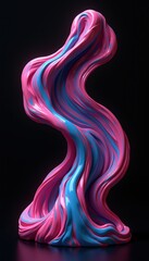 Obraz premium A vibrant abstract sculpture blending pink and blue hues, capturing a sense of movement. Perfect for modern art, interior design, or creative projects.