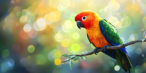 Fototapeta premium Vibrant parrot perched on branch