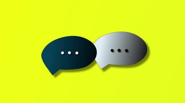 icon talk animation with dots moving and soft yellow background color
