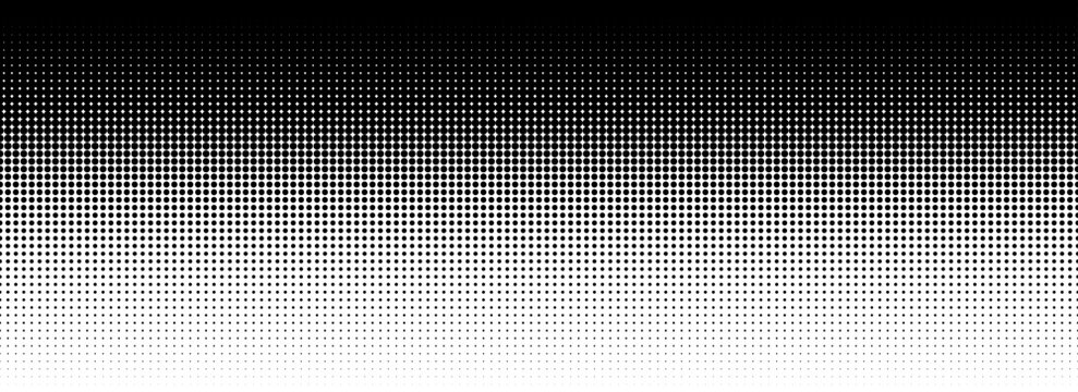 Dotted halftone gradient texture. Vanishing polka dot background. Repeating dots gradation pattern background. Black fading comic pop art overlay backdrop. Halftone raster effect wallpaper. Vector