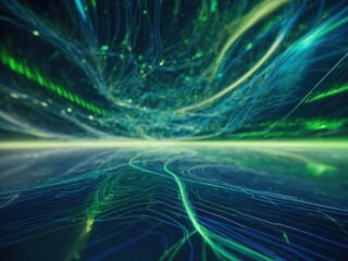 Blue and Green Network Lines form a Futuristic