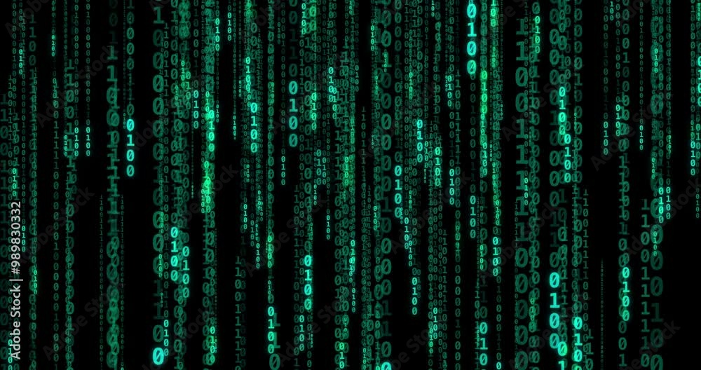 Aufkleber Coding, digital and hologram for data transfer on dark background of binary code, programming and AI testing. Metaverse, pattern and connection of it, network system and software update of security