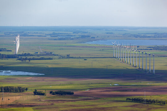 Borussia Hill, Osorio Wind Farm and the Atlantic Ocean, Rio Grande do Sul, Brazil