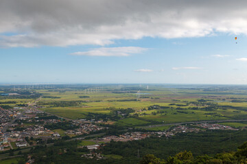 Obraz premium Borussia Hill, Osorio Wind Farm and the Atlantic Ocean, Rio Grande do Sul, Brazil