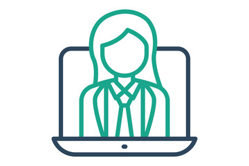 Online class icon. line icon style. teacher in laptop. icon related to online course. education elements vector illustration