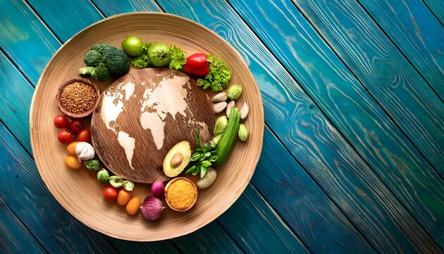 Top viewof delicious various kinds of healthy  vegetable on the wooden surface background. Copy Space, World Food Day concepts