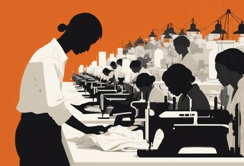 Sweatshop labor modern slavery of people who work in textile manufacturing, Generative AI