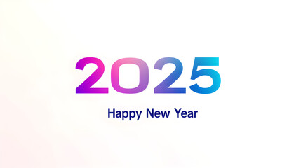 The year 2025 in a simple, thin font with a slight gradient, paired with a clean Happy New Year text below