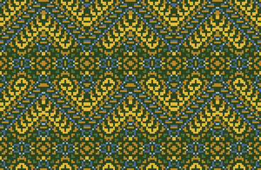 Knit Traditional Indian Melodic Patternfolk Embroidery, Aztec Geometric Ornament Print. Design for Carpet, Wallpaper, Clothing, Wrapping, Fabric