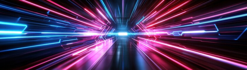 Futuristic light streaks, dark background