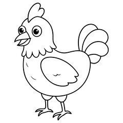 chicken outline with white background, for coloring page