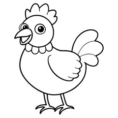 chicken outline with white background, for coloring page