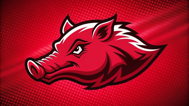 Arkansas Razorback logo illustration featuring a fierce hog design on a vibrant background