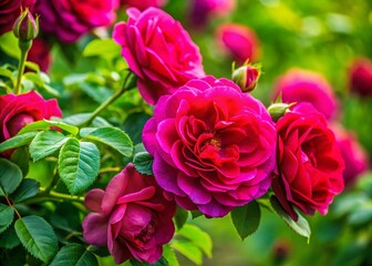 Beautiful Canker Rose Plant with Vibrant Flowers and Lush Green Leaves in Natural Outdoor Setting