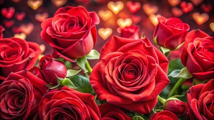 Obraz premium Beautiful Red Roses Surrounded by Hearts for Romantic and Love-Themed Projects and Designs