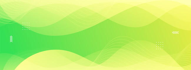 banner background,colorful,wavy efefct ,green and yellow gradations,geometric shape,trendy,memphis,eps 10