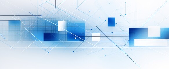 blue and white background featuring technology-inspired vector design with flat geometric shapes