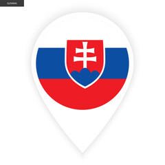Slovakia marker icon with white border on white background. Slovakia  pin icon isolated on white background	
