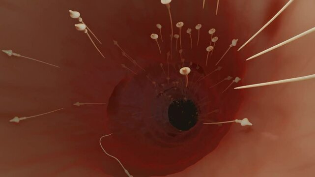 Sperm swim through the cervix
