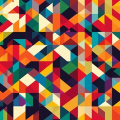 Seamless colorful geometric vector pattern design, featuring vibrant shapes and bold colors.