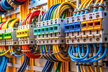 Close-up of Electric Wiring and Connectors in a Residential Electrical Installation for Safety Standards
