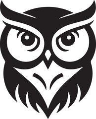 Owl head silhouette simple vector, Owl head logo black and white