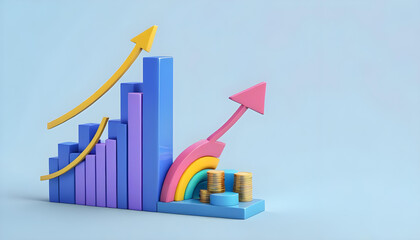 3D icon business digital dashboard growth info graphic diagram