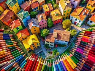 Colorful Crayon Artwork on Paper Showcasing Creativity and Imagination in Bold Vibrant Hues