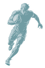 Silhouette of a football player rugby american vector image, isolated on white bckground
