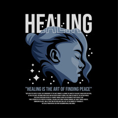 ILLUSTRATION 53  CREATIVE ART FOR T-SHIRT OR APPAREL DESIGN WITH BEAUTIFUL GIRL HEAD ON BLACK BACKGROUND