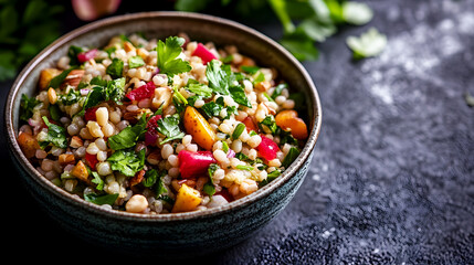 Fresh Herb and Grain Salad with Fruits and Nuts