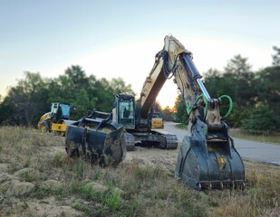 excavator at work in action