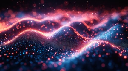 Obraz premium Abstract Red and Blue Glowing Particles