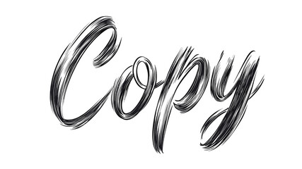 Naklejka premium Stylized text highlights the word 'Copy' in an artistic line style, perfect for graphic design, digital marketing, or branding projects needing a creative touch