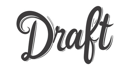 Naklejka premium This vector icon showcases the word draft in an elegant line style, perfect for adding a creative touch to designs, presentations, or marketing materials