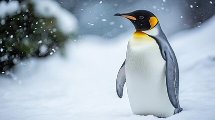 Fototapeta premium penguin isolated on winter background