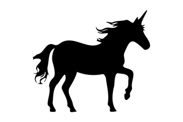Unicorn silhouette on transparent background