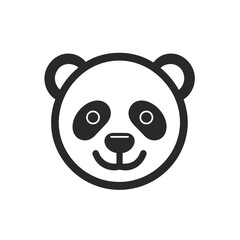Fototapeta premium This design features a simplistic black line icon of a panda head, ideal for use in interfaces, apps, or graphics requiring a playful animal representation