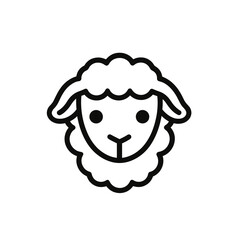 The icon features a minimalistic black line drawing of a sheep’s face, showcasing its ears and curly wool in a clean, modern style suitable for various design applications