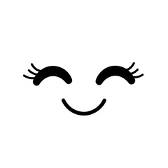 Obraz premium This vector icon features a minimalist design of smiling eyes with eyelashes, conveying a sense of happiness and positivity ideal for graphic applications