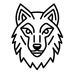 Obraz premium This black line icon features a stylized representation of a wolf's head, emphasizing clean lines and minimal detail, ideal for various graphic design projects