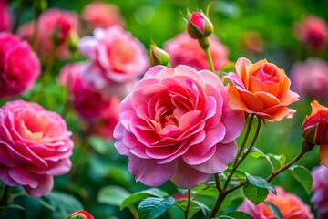 Delicate Rose Stills in Soft Focus with Vibrant Petals and Green Foliage, Perfect for Floral Themes