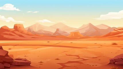 Desert Landscape with Mountains and Rock Formations