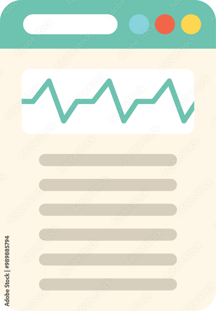 Poster simple vector illustration of a website displaying a cardiogram and some text lines